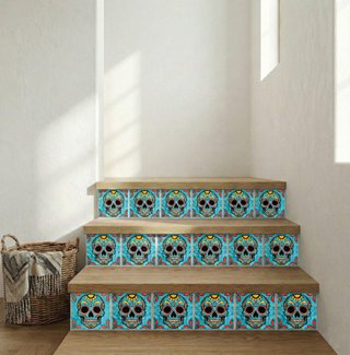 Pack 6 azulejos calavera mexicana 10x10 cm