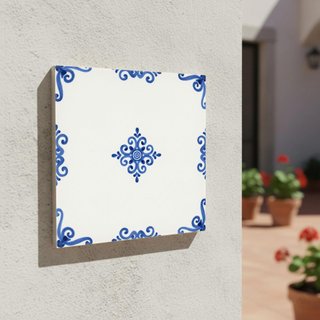 Pack 6 azulejos 10x10 cm, diseño ornamental azul