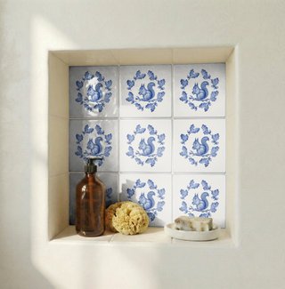 Azulejos ardilla roble bellota cerámica cocina