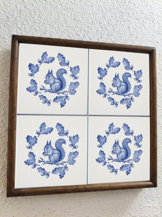 Azulejos ardilla roble bellota cerámica cocina