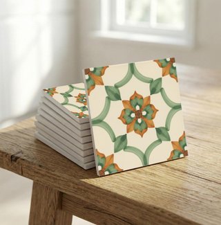 Pack 6 azulejos botánicos florales 10x10 cerámica