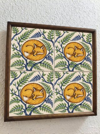 Pack 6 azulejos zorro durmiendo 10x10 cm cocina