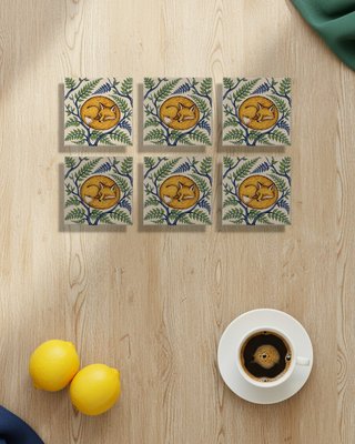 Pack 6 azulejos zorro durmiendo 10x10 cm cocina