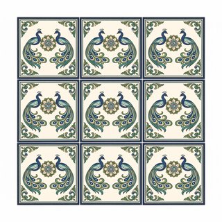 Pack 6 azulejos pavo real indio 10x10 cm cerámica