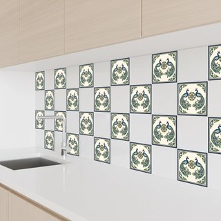 Pack 6 azulejos pavo real indio 10x10 cm cerámica