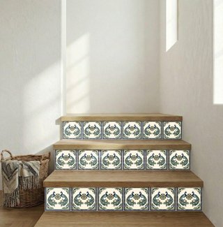 Pack 6 azulejos pavo real indio 10x10 cm cerámica