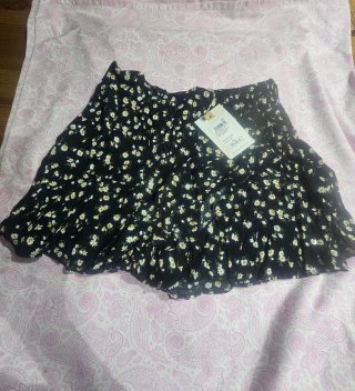Falda pantalón negra flores Brownie Talla M