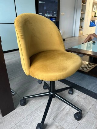 Silla Escritorio Giratoria Terciopelo Mostaza