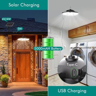 Lámpara Solar LED de Techo con Mando