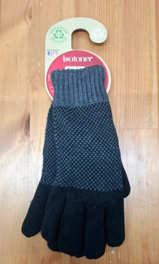 Guantes Isotoner Hombre Negro y Gris