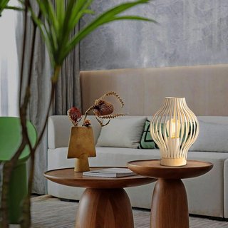 Lámpara de Mesa Estilo Jaula Blanca