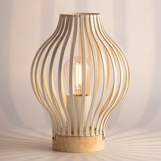 Lámpara de Mesa Estilo Jaula Blanca
