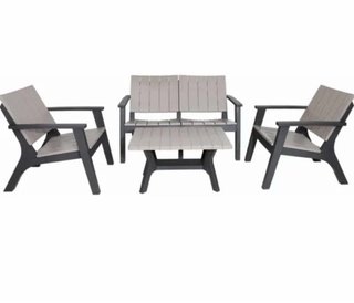 Chillvert Conjunto de Jardin de Resina Siros, Gris