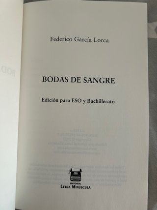 BODAS DE SANGRE: Edición para ESO y Bachillerato