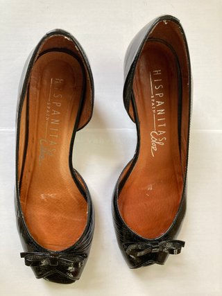 Zapatos Hispanitas Negros con Tacón Estampado