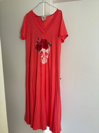 Vestido largo mujer calavera flores