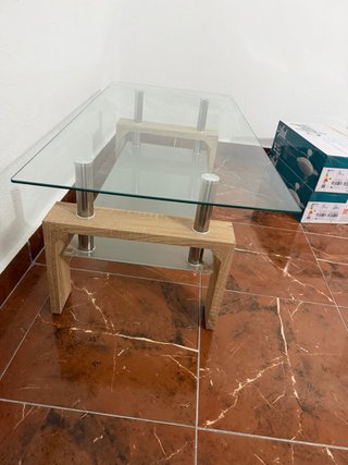 Mesa de Centro de Cristal y Madera