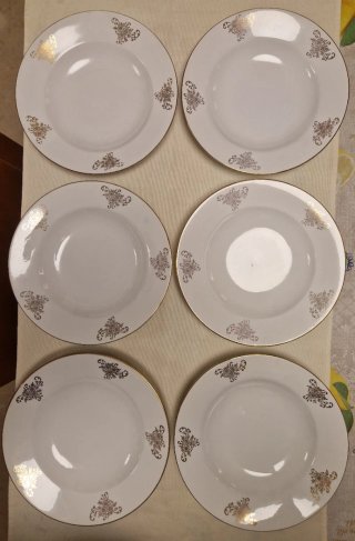 Seis platos hondos loza Royal China Vigo