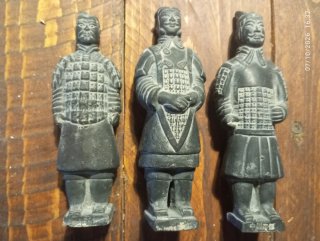 Set di 3 statuine in terracotta esercito cinese