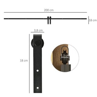 Herraje Puerta Corredera 200cm Negro