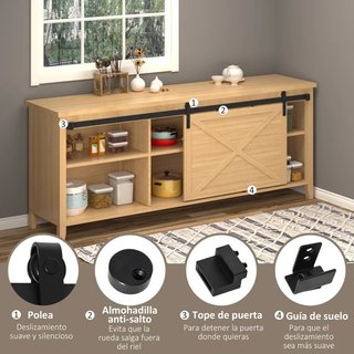 Herraje Puerta Corredera 200cm Negro