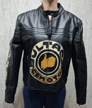 Chaqueta de cuero vintage para moto