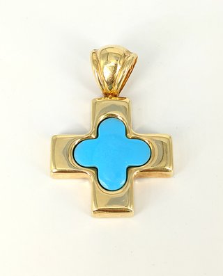 Colgante Cruz de oro 18k con piedra, 7.24 g.