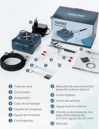 Kit Aerógrafo con Compresor Oasser