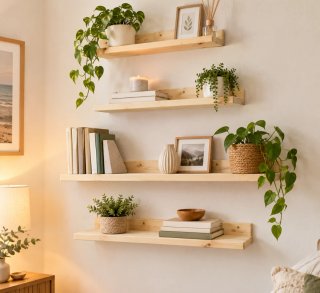 Estante de Pared de Madera Maciza 80 cm