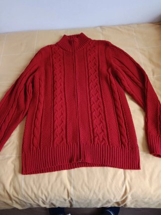 Chaqueta de punto roja con cremallera