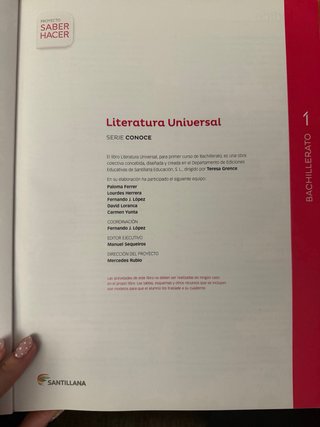 Literatura universal, 1 Bachillerato: serie Conoce