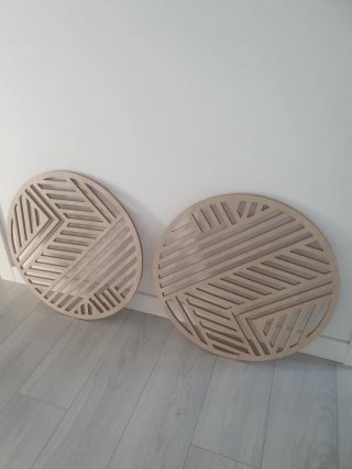 Pareja de Cuadros Redondos de Madera