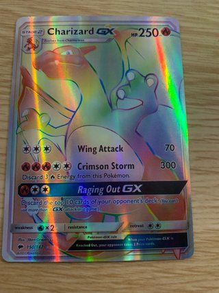 Carta Pokémon Charizard GX Rainbow Rare