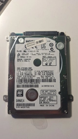 Disco Duro HGST 2.5 500GB 7200RPM SATA