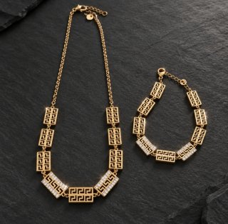 Conjunto Greca chapado en oro 18klt