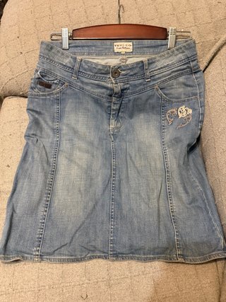 Falda vaquera Trucco azul bordada Y2K
