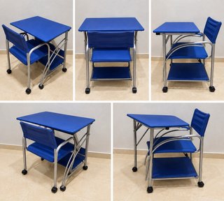 Mesa Escritorio con Silla a Juego Azul