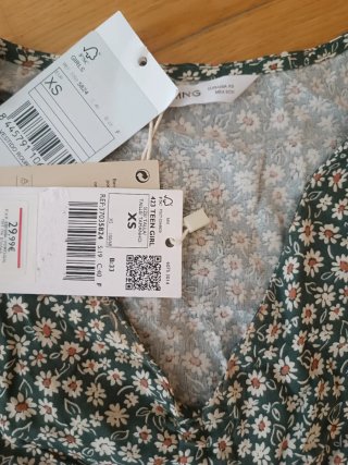 Vestido Mango floral verde XS