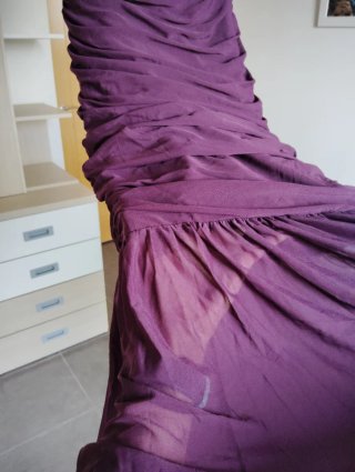 Vestido largo Burdeos con pliegues