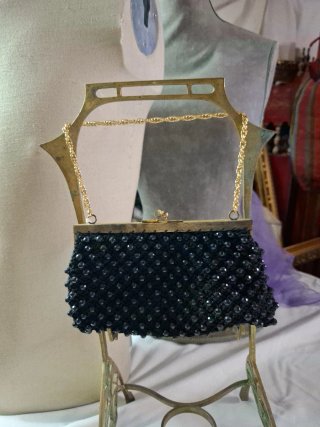 Bolso Fiesta Vintage Años 50/60 Negro Dorado
