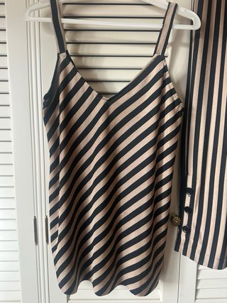 Conjunto Zara rayas beige y negro