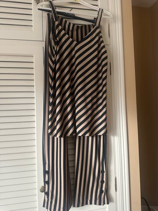 Conjunto Zara rayas beige y negro