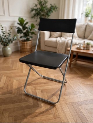 Silla Plegable Negra Metálica