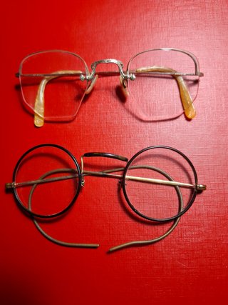 2 Gafas Antiguas Chapadas en Oro