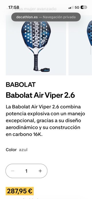 Pala de pádel Babolat Air Viper 2026
