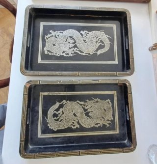 2 Bandejas Chinas Dragón Negro