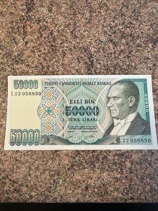 Billete Antiguo Turquía 50.000 Liras 1970