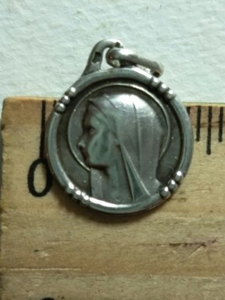 Medalla Virgen de Lourdes Plata Antigua