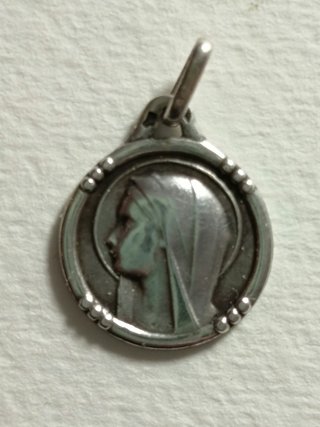 Medalla Virgen de Lourdes Plata Antigua