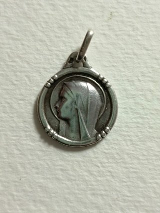 Medalla Virgen de Lourdes Plata Antigua